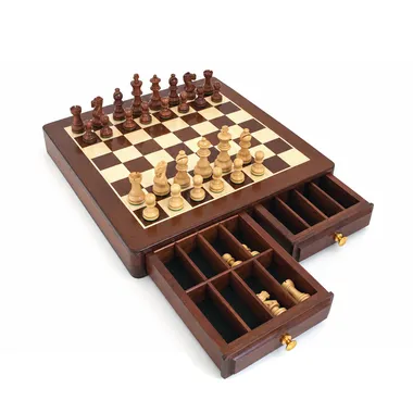 Ensemble Classic XVI avec échiquier et deux tiroirs de rangement ouverts