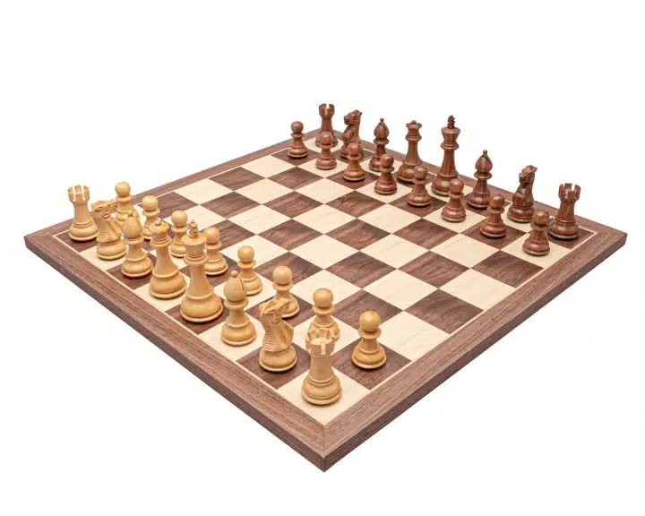 Ensemble Classic XVIII Jeu d'Echecs en Bois d'Acacia et Echiquier en Bois d'Erable