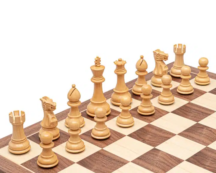 Ensemble Classic XVIII Jeu d'Echecs en Bois d'Acacia et Echiquier en Bois d'Erable – Image 3
