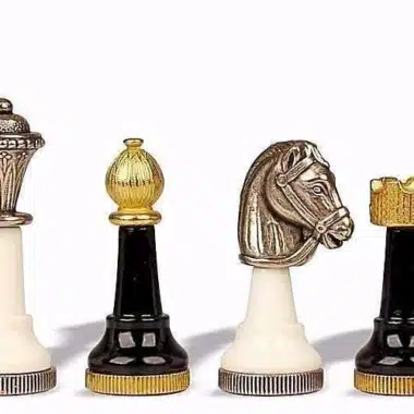 Alternative view of Ensemble Staunton Design X Jeu d'Echecs et Echiquier en Marbre Noir et Blanc