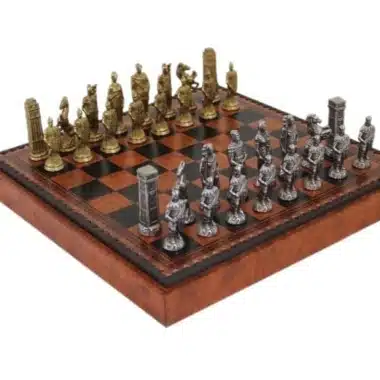 Ensemble Romains vs Barbares VII Echiquier en Similicuir avec Rangement et Figurines en Métal