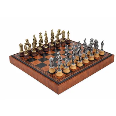 Ensemble complet Napoléon avec échiquier brun et coffret de rangement, vue d'ensemble