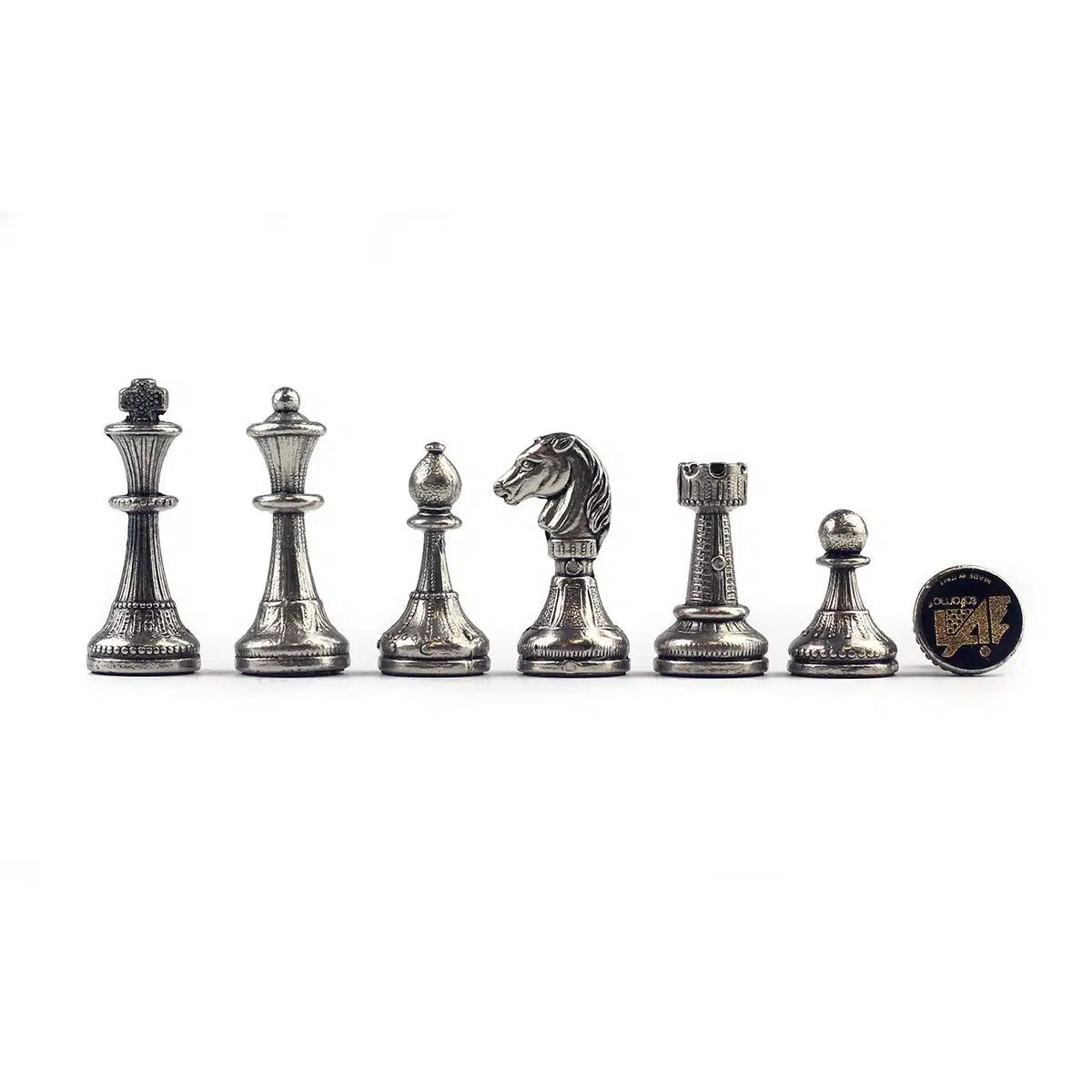 Ensemble Arabesque Echiquier en Bois avec Tiroir de Rangement et Jeu d'Echecs Staunton en Metal – Image 9