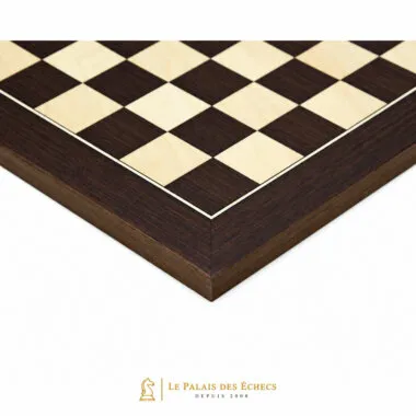 Échiquier en bois de wengé et érable, détail du coin et de la bordure