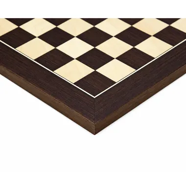 Échiquier en bois de wengé et érable, détail du coin et de la bordure