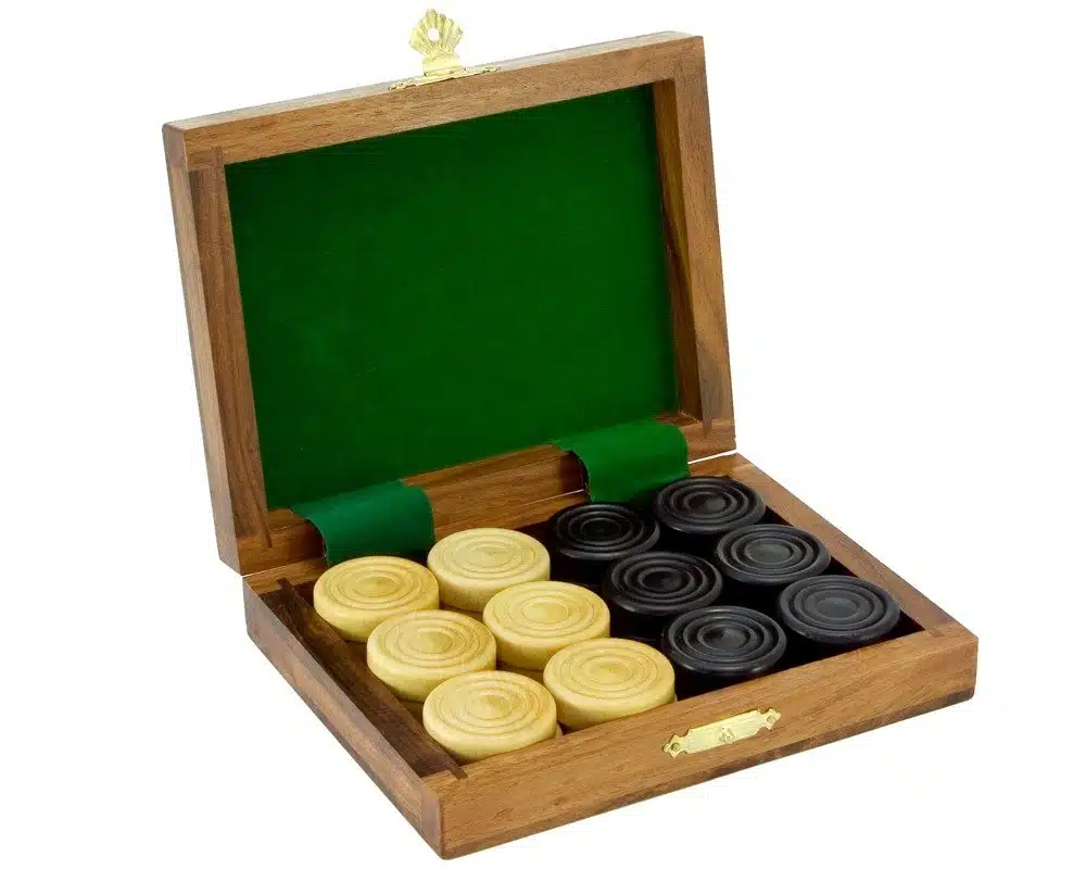 Jeu de Dames en coffret en Bois de Sheesham et Bois de Buis