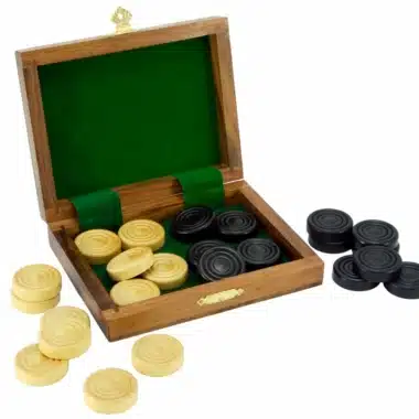 Jeu de Dames en coffret en Bois de Sheesham et Bois de Buis