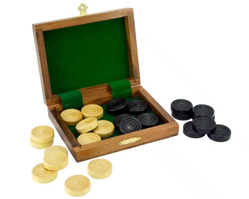 Jeu de Dames en coffret en Bois de Sheesham et Bois de Buis