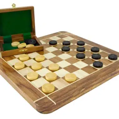 Jeu de Dames en coffret en Bois de Sheesham et Bois de Buis