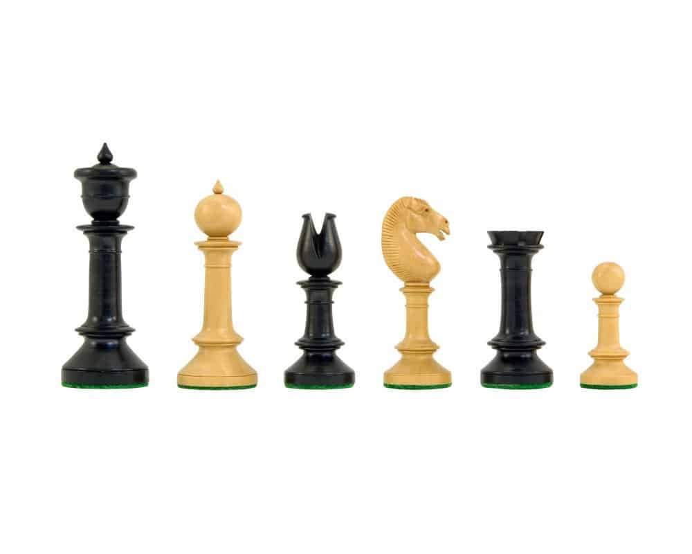 Jeu d'Échecs Nord Upright en Bois d'Ébène et Bois de Buis