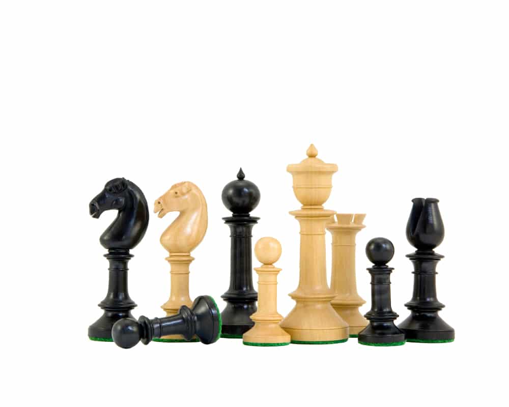 Jeu d'Échecs Nord Upright en Bois d'Ébène et Bois de Buis