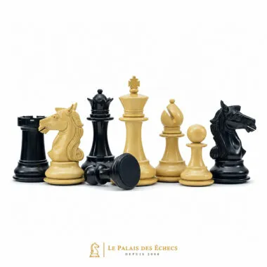 Jeu d'Échecs Columbus : pièces en ébène et buis disposées en cercle