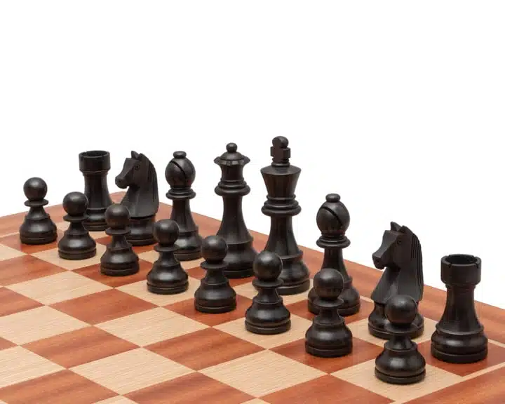 Jeu d'Échecs Down Head en Bois de Buis et Bois de Buis ébonisé