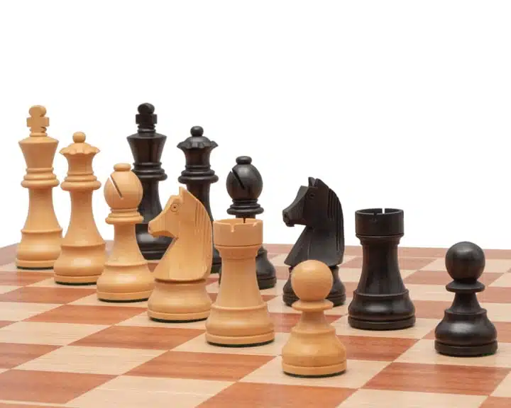 Jeu d'Échecs Down Head en Bois de Buis et Bois de Buis ébonisé