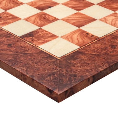 Jeu d'Échecs Italien Modica de Luxe - Échiquier en Loupe d'Orme & Érable & Pièces en Bois de Buis et Bois de Rose