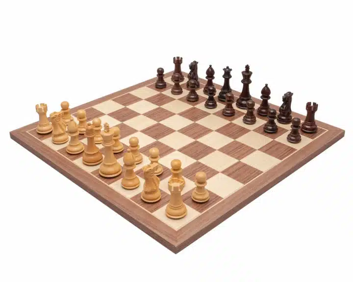Jeu d'échecs Classic Staunton de luxe - Échiquier en bois de rose et noyer & Pièces en Acacia et Bois de Buis