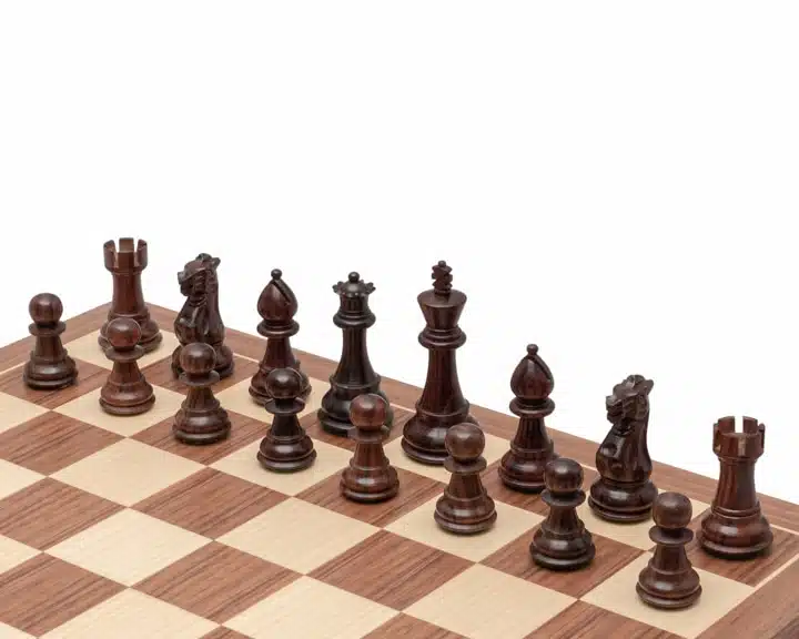 Jeu d'échecs Classic Staunton de luxe - Échiquier en bois de rose et noyer & Pièces en Acacia et Bois de Buis