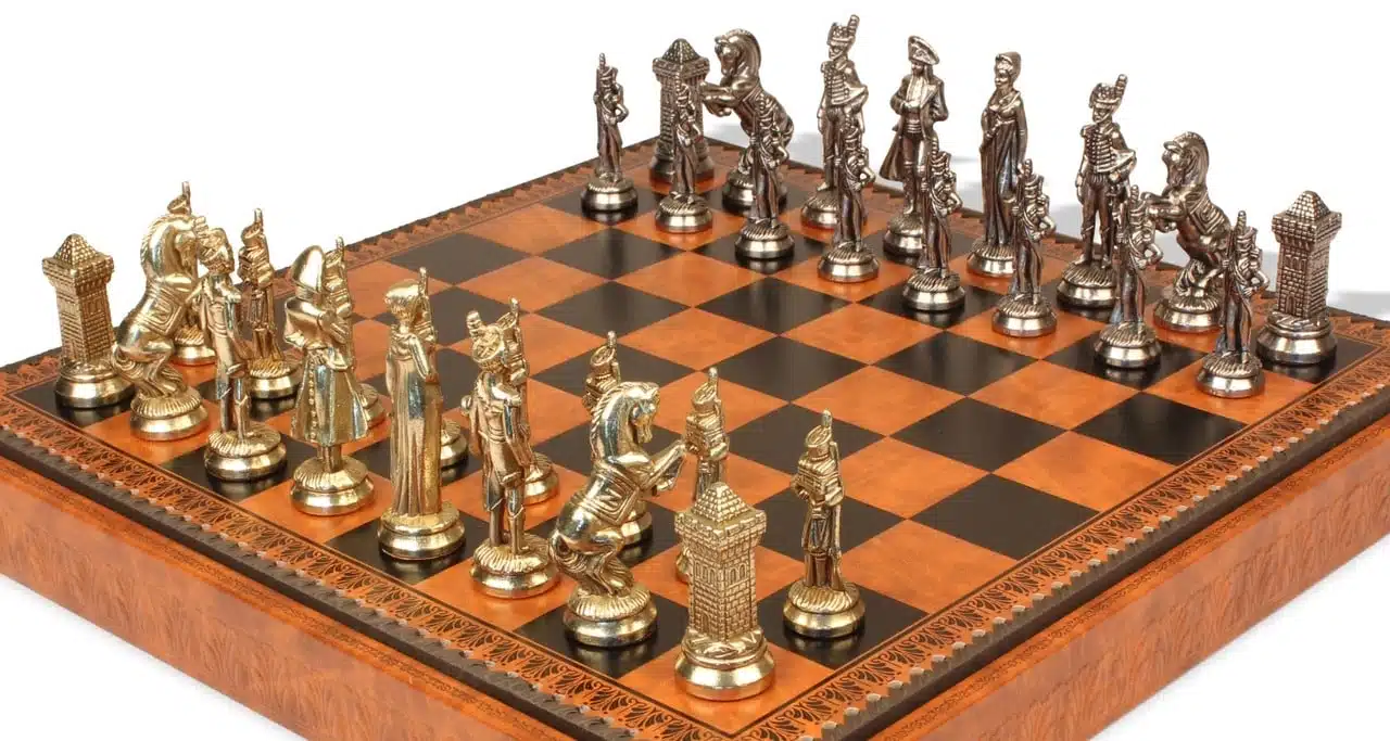 Ensemble Grand Napoléon VII Echiquier avec Rangement et Jeu d'Echecs en Métal – Image 4