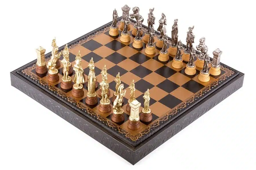 Figurines Pieces Echecs Napoléon et Echiquier Noir avec Rangement