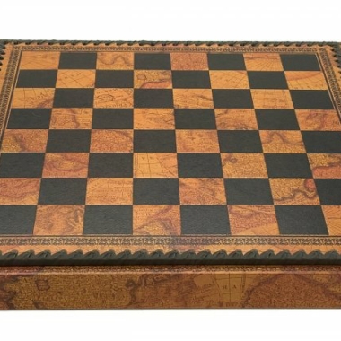 Jeu d'Échecs Flowered - Échiquier - Backgammon et Jeu de dames en similicuir avec rangement & Pièces en bois et métal