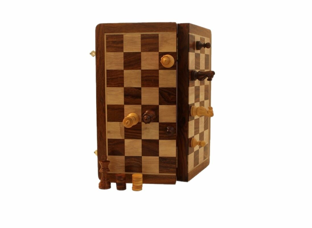 Peradix Jeu D'Échecs Et Dames En Bois Magnétique 2 En 1 – Échiquier De Voyage 32 Cm Avec Tiroir, Pièces Aimantées Et Reines Supplémentaires, Idéal Pour Enfants Et Adultes