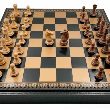 Jeu d'Échecs Classique - Échiquier - Backgammon et Jeu de dames en similicuir & Pièces d'échecs en bois