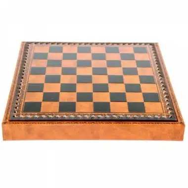 Jeu d'Échecs Camelot - Échiquier et jeu de dames en similicuir avec rangement & Pièces en métal