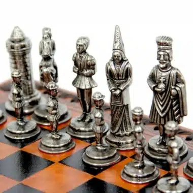 Jeu d'Échecs Camelot - Échiquier et jeu de dames en similicuir avec rangement & Pièces en métal