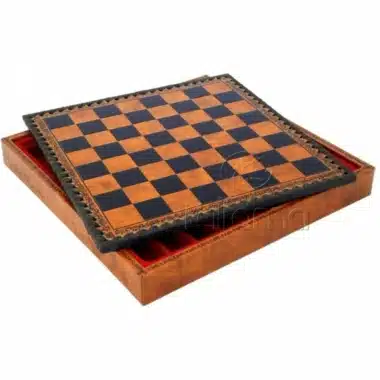 Jeu d'Échecs Camelot - Échiquier et jeu de dames en similicuir avec rangement & Pièces en métal