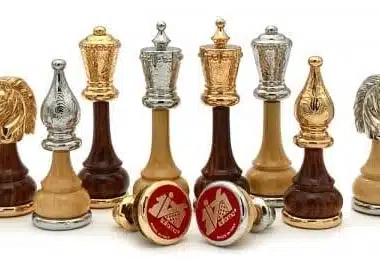 Jeu d'Échecs Flowered en Bois et Métal