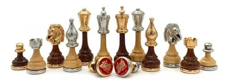 Jeu d'Échecs Flowered en Bois et Métal