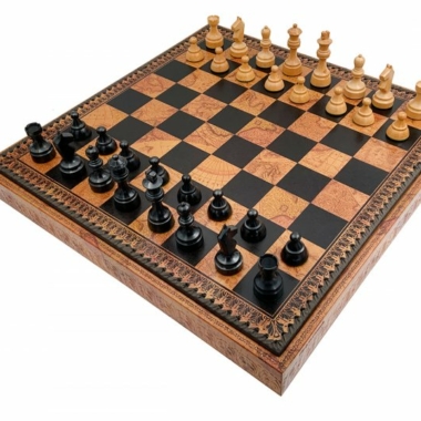 Jeu d'Échecs Classique - Échiquier - Backgammon et Jeu de dames en similicuir avec rangement & Pièces en bois