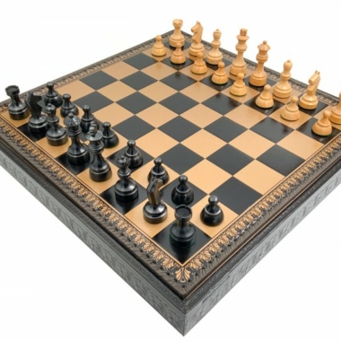 Jeu d'Échecs Classique - Échiquier - Backgammon et Jeu de dames en similicuir avec rangement & Pièces en bois