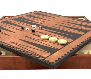 Jeu d'Échecs Egyptien - Échiquier - Backgammon et Jeu de dames en similicuir & Pièces en métal