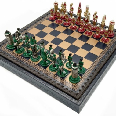 Jeu d'Échecs Camelot - Échiquier en similicuir avec rangement & Pièces en métal