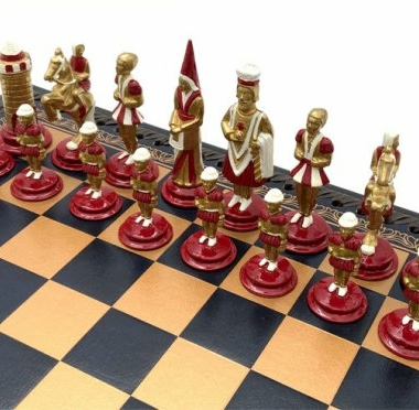 Jeu d'Échecs Camelot - Échiquier en similicuir avec rangement & Pièces en métal