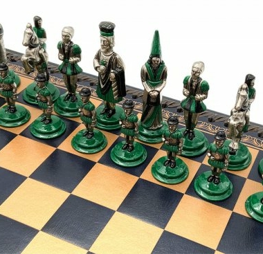 Jeu d'Échecs Camelot - Échiquier en similicuir avec rangement & Pièces en métal