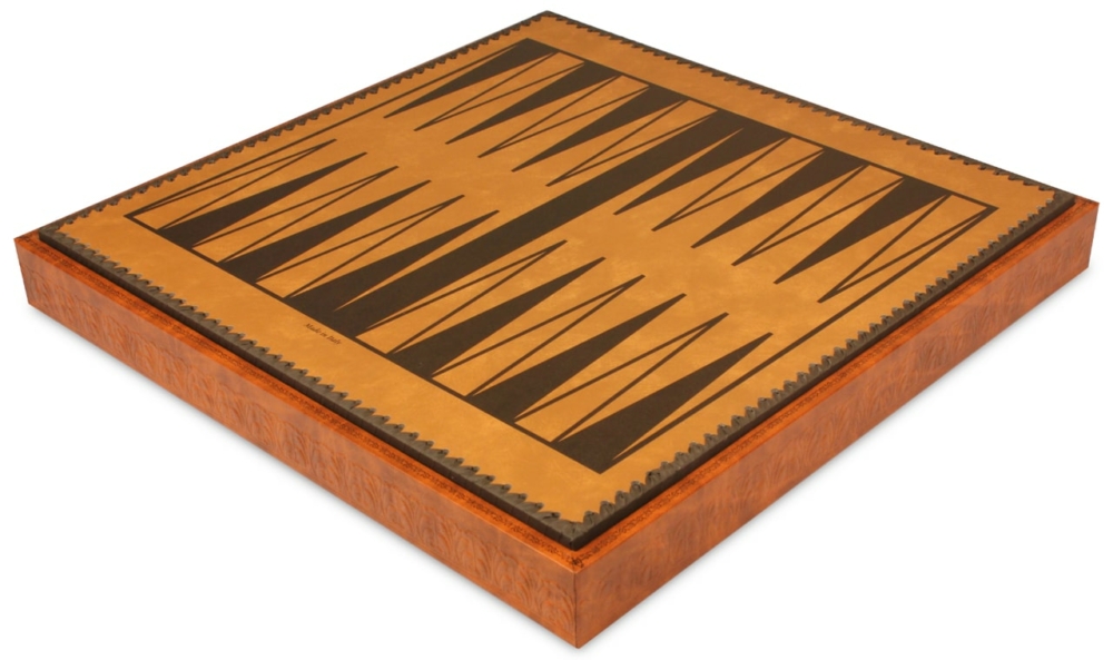 Jeu d'Échecs Grand Oriental - Échiquier - Backgammon et Jeu de dames en similicuir & Pièces en bois et métal