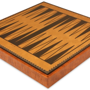 Jeu d'Échecs Grand Oriental - Échiquier - Backgammon et Jeu de dames en similicuir & Pièces en bois et métal