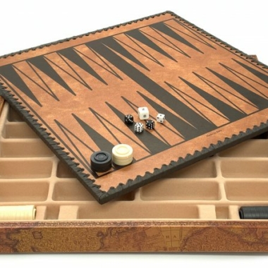 Jeu d'Échecs Classique - Échiquier - Backgammon et Jeu de dames en similicuir avec rangement & Pièces en métal et bois