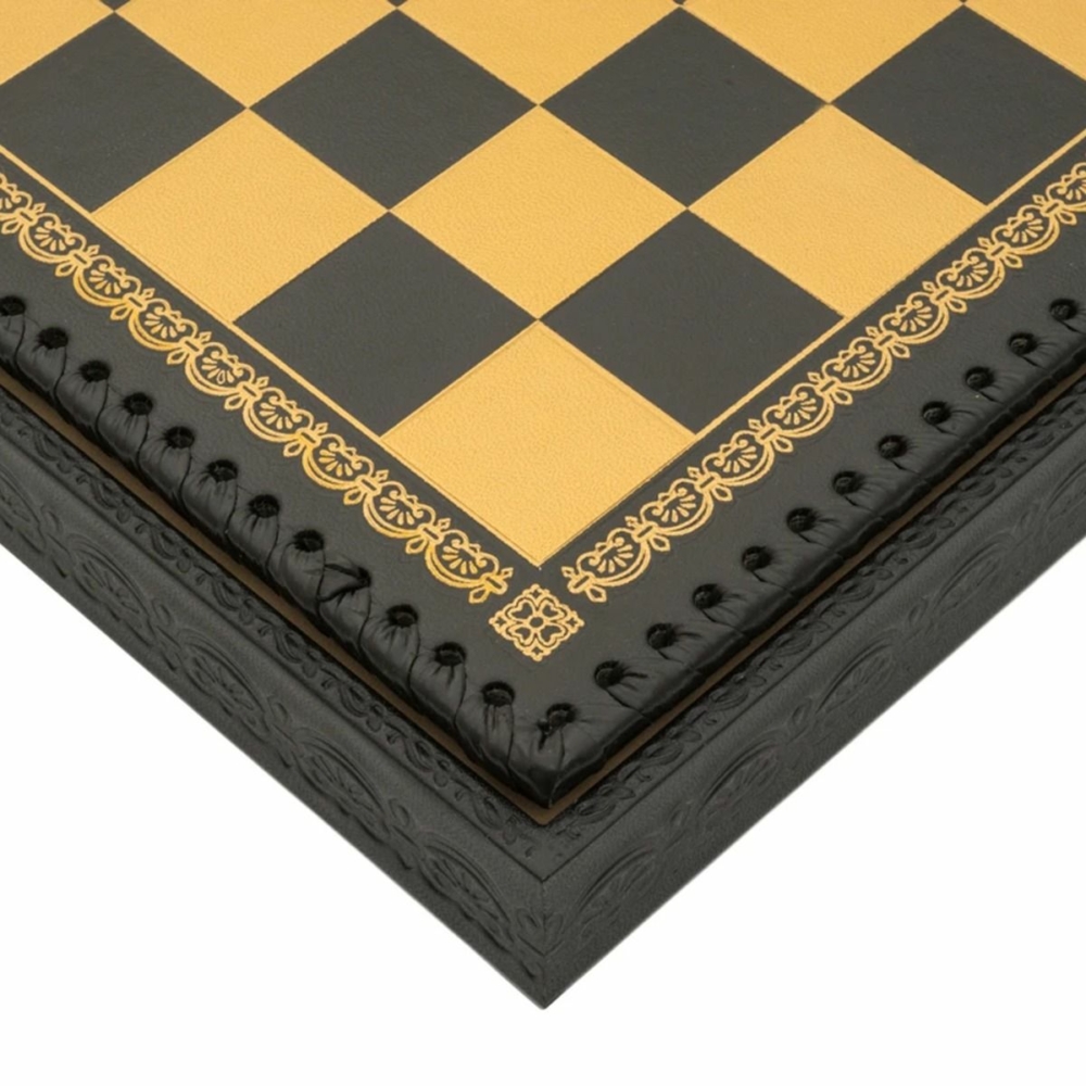 Jeu d'Échecs Arabesque - Échiquier - Backgammon et Jeu de dames en similicuir & Pièces d'échecs en métal