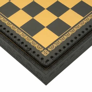 Jeu d'Échecs Arabesque - Échiquier - Backgammon et Jeu de dames en similicuir & Pièces d'échecs en métal
