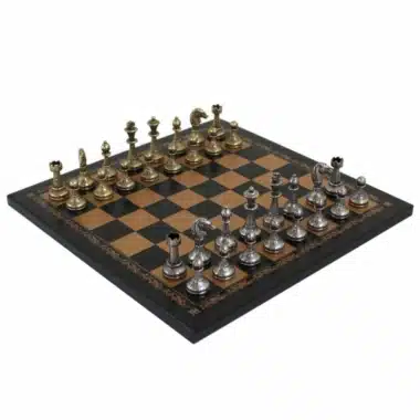 Jeu d'Échecs Cute Flowered - Échiquier en similicuir & Pièces en métal