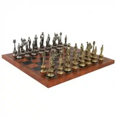 Jeu d'Échecs Napoléon - Échiquier en Similicuir & Pièces en Métal