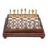 Jeu d'Échecs Arabesque - Échiquier en bois et Albâtre de Toscane avec tiroir & Pièces en métal plaqué or