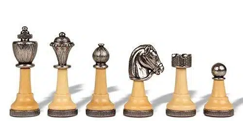 Jeu d'Échecs Classique - Échiquier - Backgammon et Jeu de Dames en Similicuir avec Rangement & Pièces en Métal et Bois – Image 6