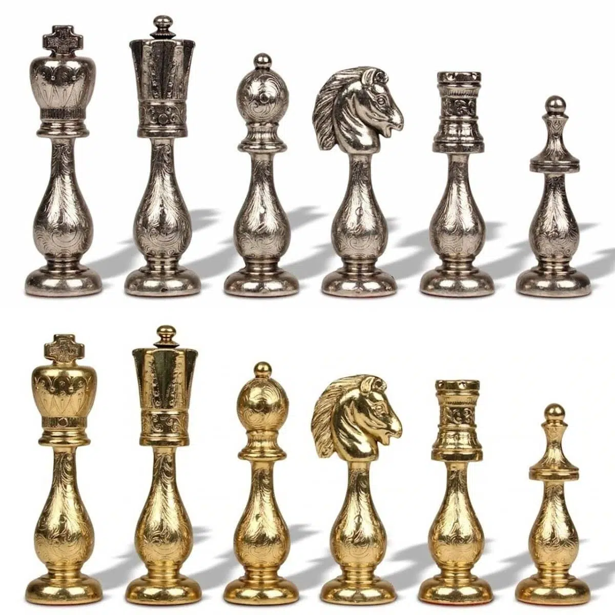 Jeu d'Échecs Arabesque - Échiquier - Backgammon et Jeu de dames en similicuir & Pièces d'échecs en métal – Image 5