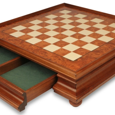 Jeu d'Échecs Grand ensemble Perse - Échiquier en bois de Bruyère et Bois d'Orme avec tiroir & Pièces en laiton massif