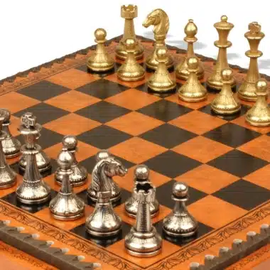 Jeu d'Échecs Cute Flowered - Échiquier et Jeu de dames en similicuir & Pièces en métal