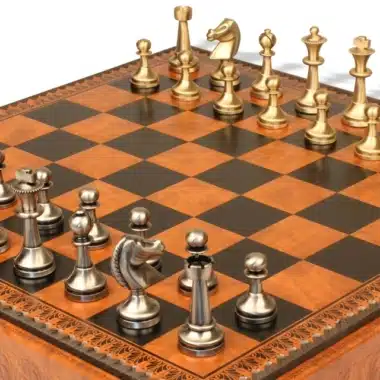 Jeu d'Échecs Grand Staunton - Échiquier - Backgammon et Jeu de dames en similicuir & Pièces en laiton massif